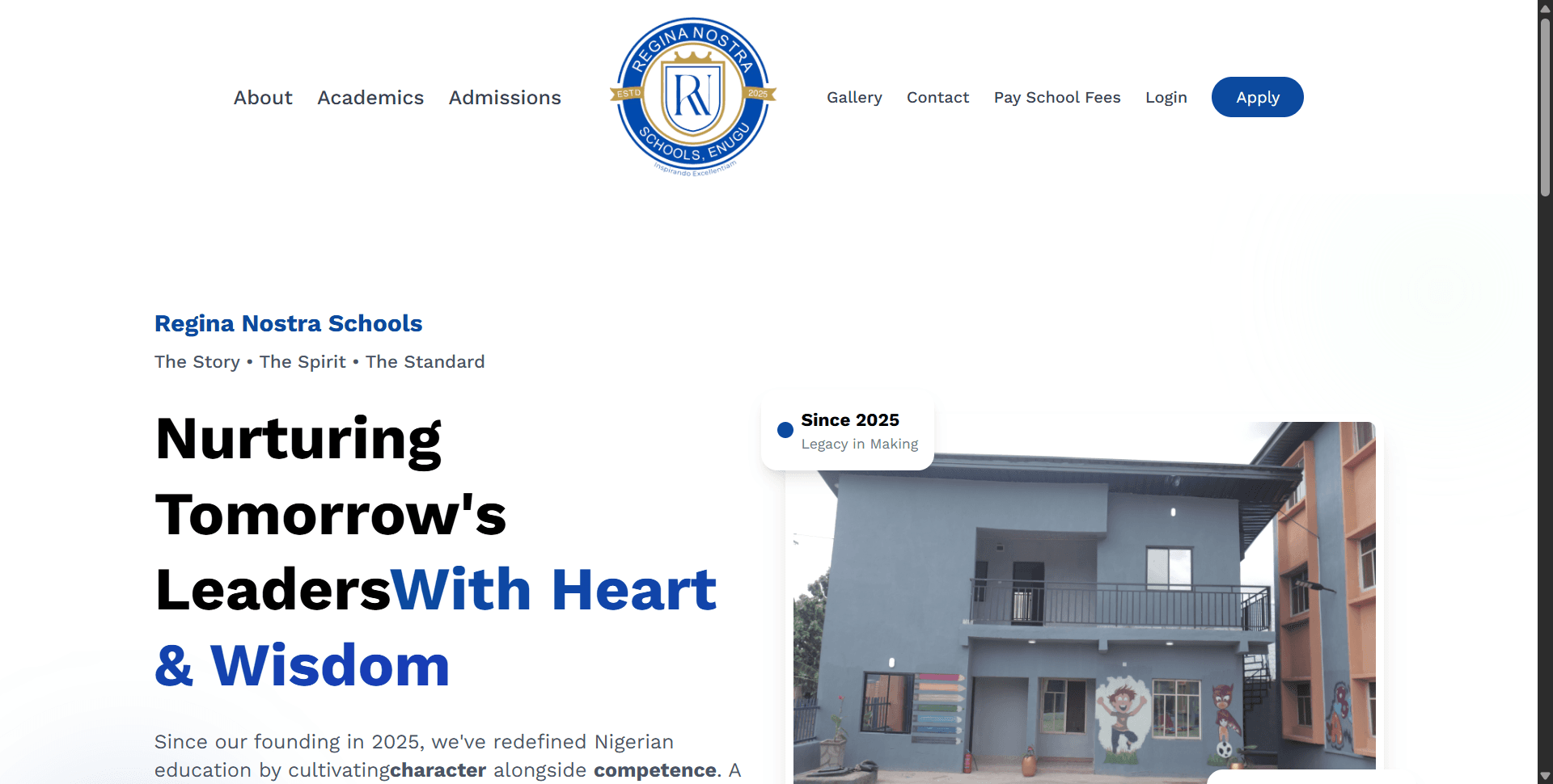 Regina Nostra Schools — School Website & Portal built by Zephra Studio